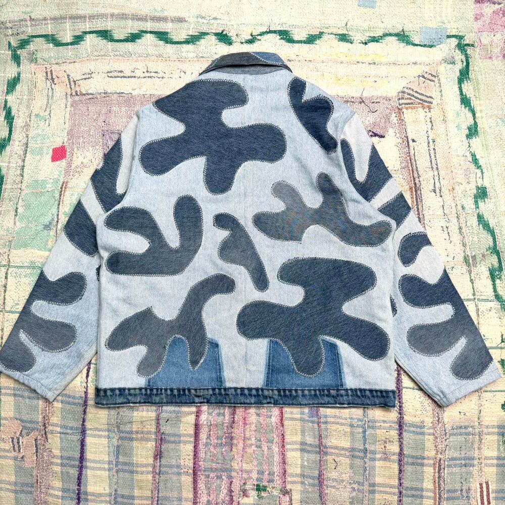 Custom upcycled patchwork denim jacket size large - Picture 2 of 8
